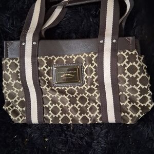 Tommy Hilfiger Brown and Cream Tote Bag